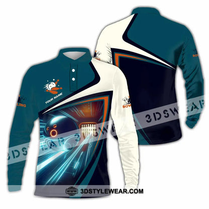 Unisex Shirt - Custom Text Bowling Player Shirt Long Sleeve Polo / S T-shirt