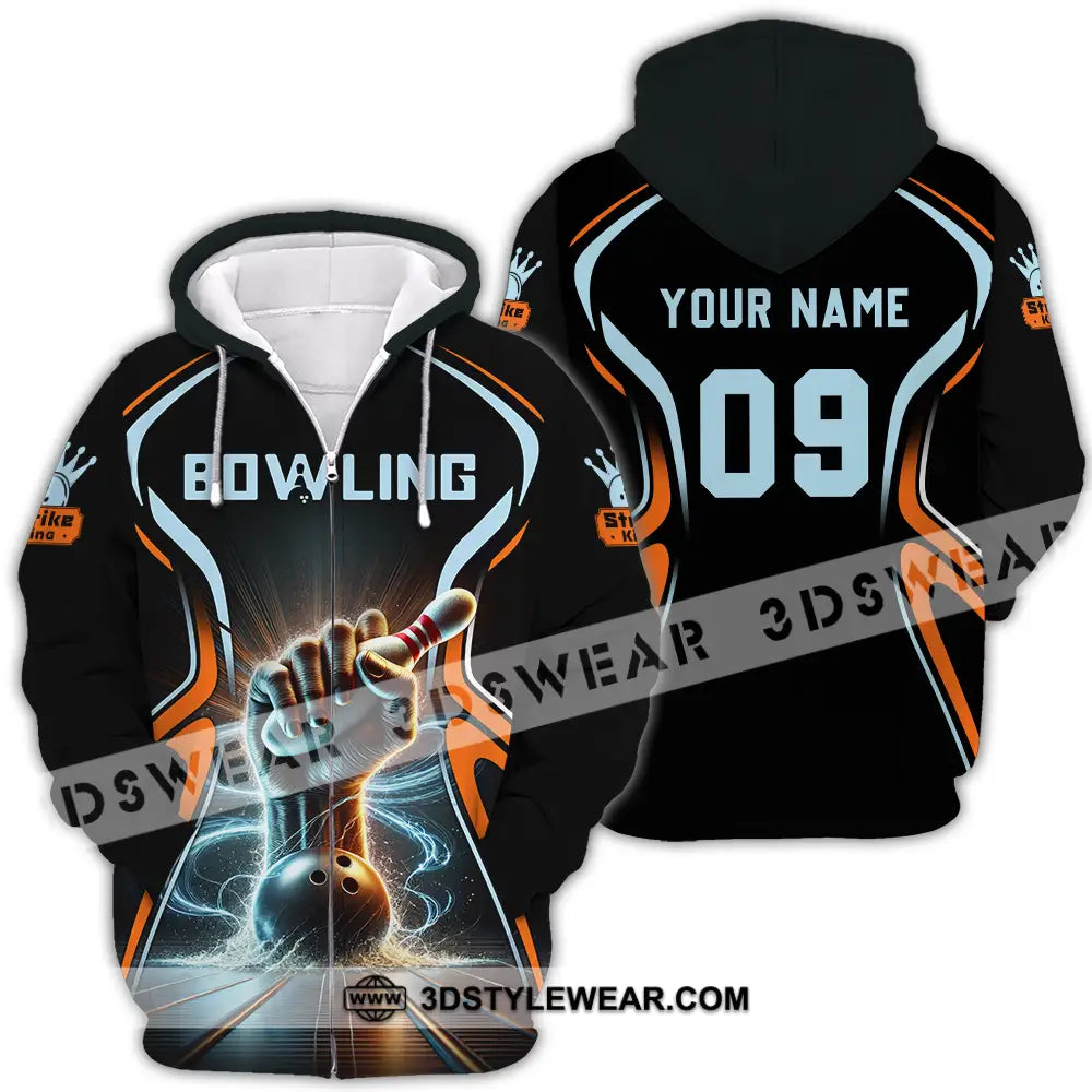 Unisex Shirt - Custom Text Shirt Bowling Zipper Hoodie / S T-shirt