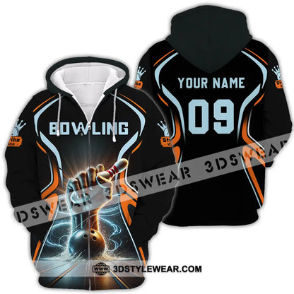 Unisex Shirt - Custom Text Shirt Bowling Zipper Hoodie / S T-shirt