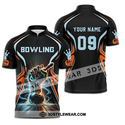 Unisex Shirt - Custom Text Shirt Bowling Zipper Polo Shirt / S T-shirt