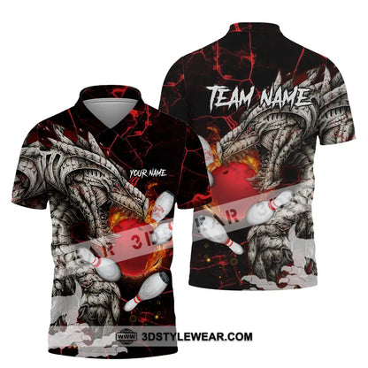 Unisex Shirt - Custom Text Shirt Dragon Bowling Shirt Polo Shirt / S T-shirt