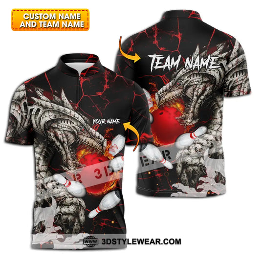 Unisex Shirt - Custom Text Shirt, Dragon Bowling Shirt style option 1