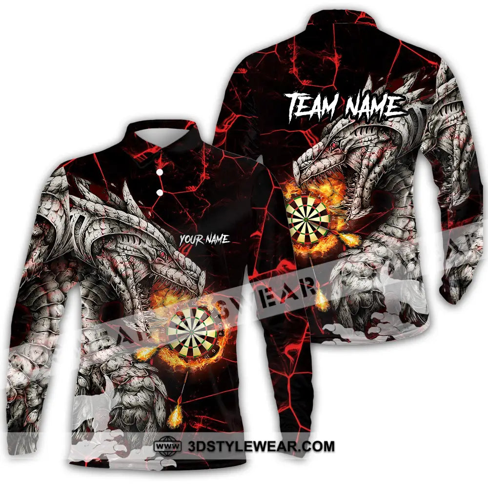 Unisex Shirt - Custom Text Shirt Dragon Dart Shirt Long Sleeve Polo / S T-shirt