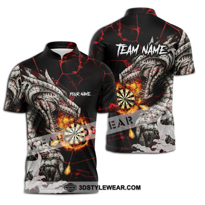 Unisex Shirt - Custom Text Shirt Dragon Dart Shirt Zipper Polo Shirt / S T-shirt