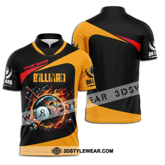 Unisex Shirt - Custom Text Fire Billiards Ball Player Sport Shirt style option 1