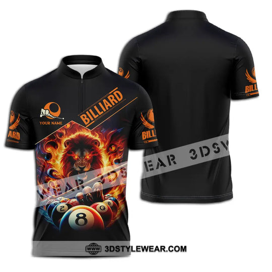 Unisex Shirt - Custom Text Fire Lion Billiards Ball Player Sport Shirt style option 2