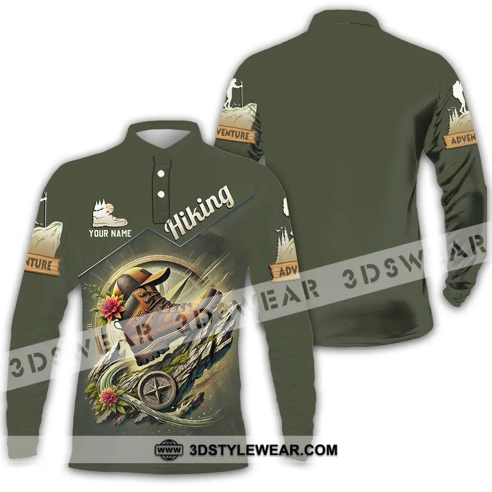 Unisex Shirt - Custom Text Shirt Hiking Long Sleeve Polo / S T-shirt