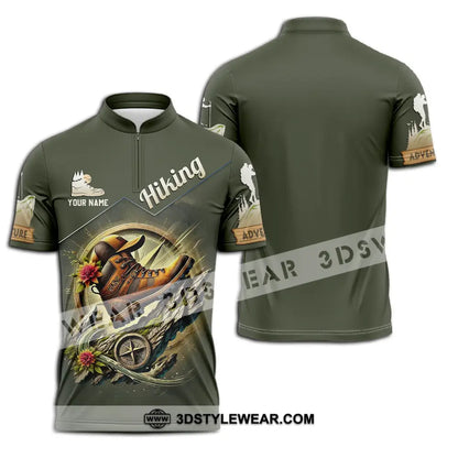 Unisex Shirt - Custom Text Shirt Hiking Zipper Polo Shirt / S T-shirt