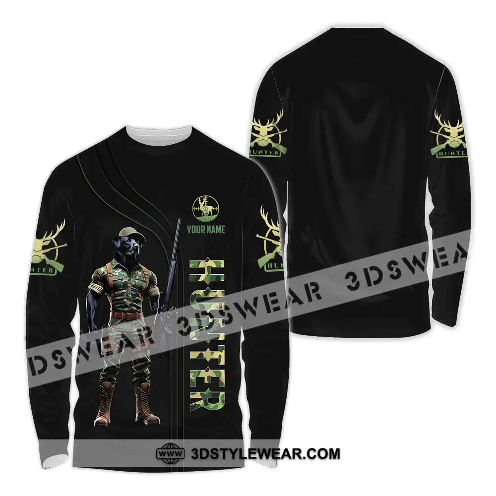 Unisex Shirt - Custom Text Shirt Hunter Long Sleeve Shirt / S T-shirt