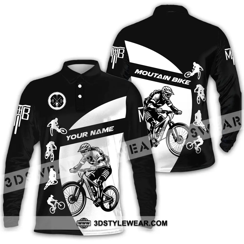 Unisex Shirt - Custom Text Mountain Bike Sport Long Sleeve Polo / S T-Shirt