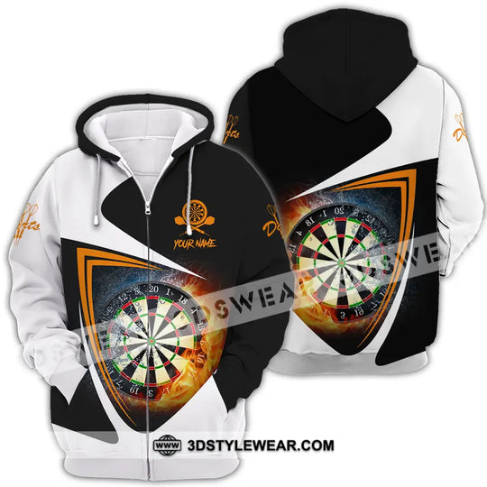 Unisex Shirt - Custom Text Orange Black And White Darts Sport Shirt style option 4