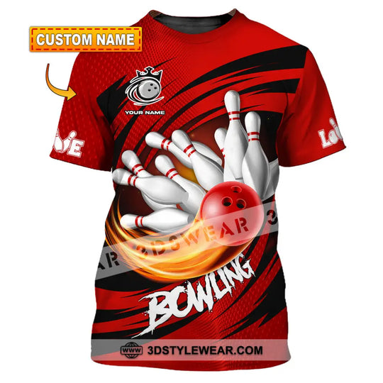 Unisex Shirt - Custom Text Red Ball Bowling Player Sport Shirt style option 1