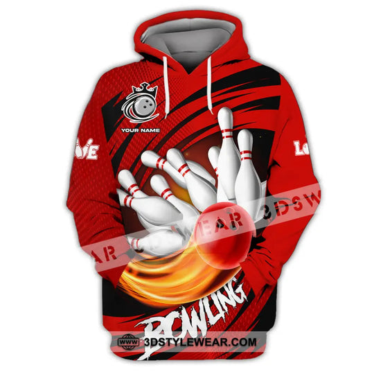 Unisex Shirt - Custom Text Red Ball Bowling Player Sport Shirt style option 2