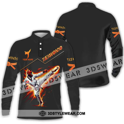 Unisex Shirt - Custom Text Shirt Taekwondo - Long Sleeve Polo / S - T-shirt