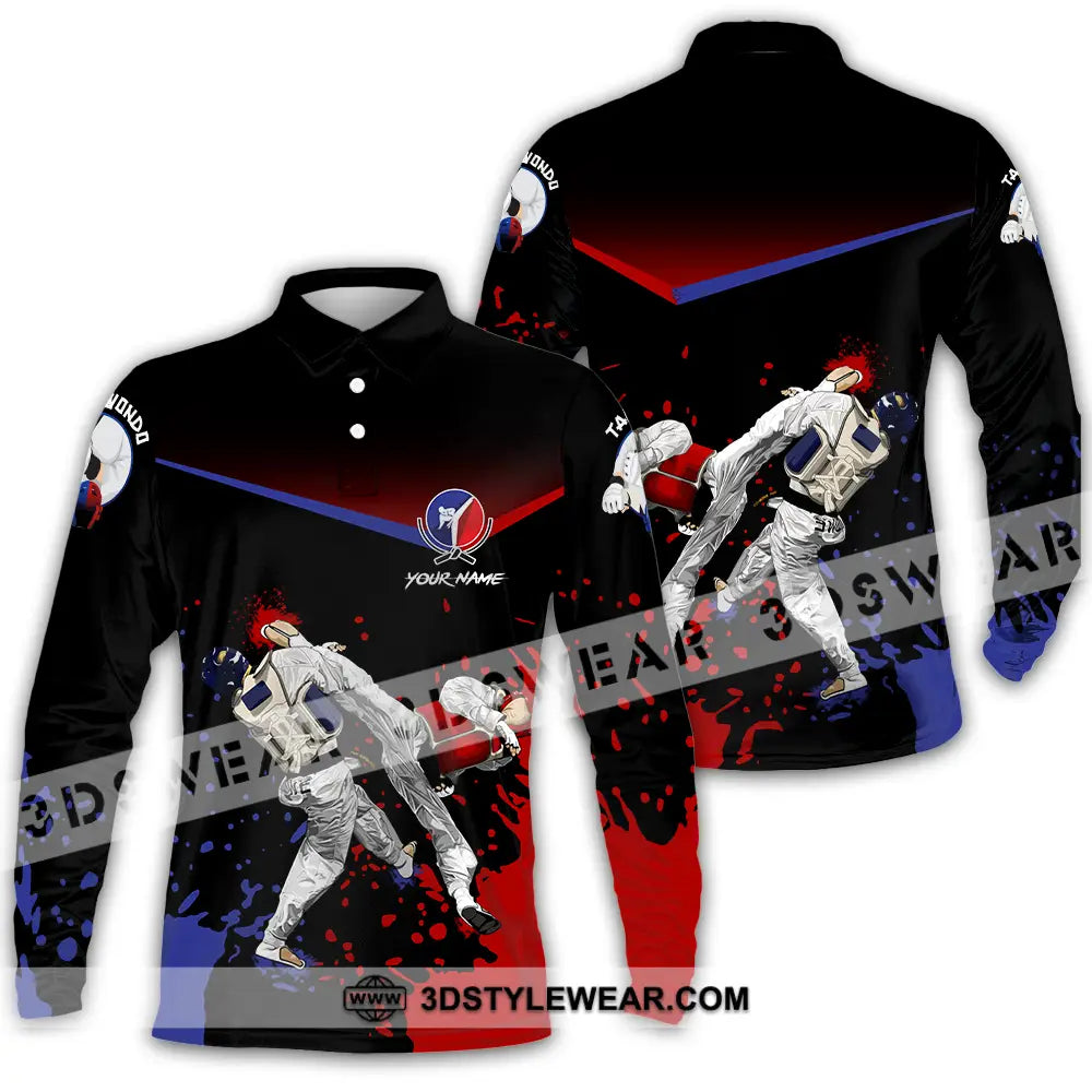 Unisex Shirt - Custom Text Shirt Taekwondo Shirt - Long Sleeve Polo / S - T-shirt