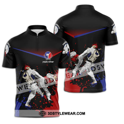Unisex Shirt - Custom Text Shirt Taekwondo Shirt - Zipper Polo Shirt / S - T-shirt