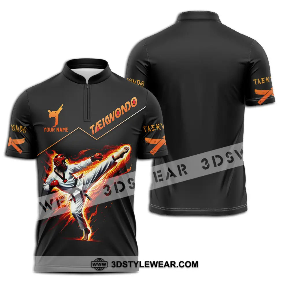 Unisex Shirt - Custom Text Shirt Taekwondo - Zipper Polo Shirt / S - T-shirt