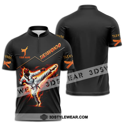 Unisex Shirt - Custom Text Shirt Taekwondo - Zipper Polo Shirt / S - T-shirt