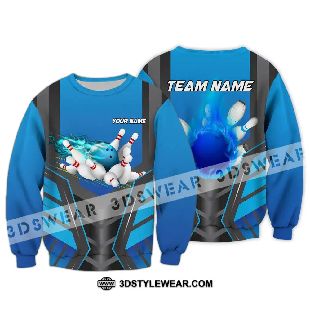 Unisex Shirt - Custom Texts Blue Fire Bowing Sport Shirt Long Sleeve / S T-shirt