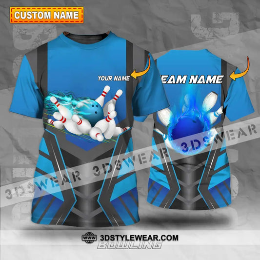 Unisex Shirt - Custom Texts Blue Fire Bowing Sport Shirt T-shirt