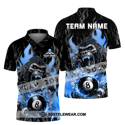 Unisex Shirt - Custom Texts Blue King Kong Billiard Player Sport Polo / S T-Shirt