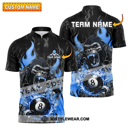 Unisex Shirt - Custom Texts Blue King Kong Billiard Player Sport Shirt style option 1