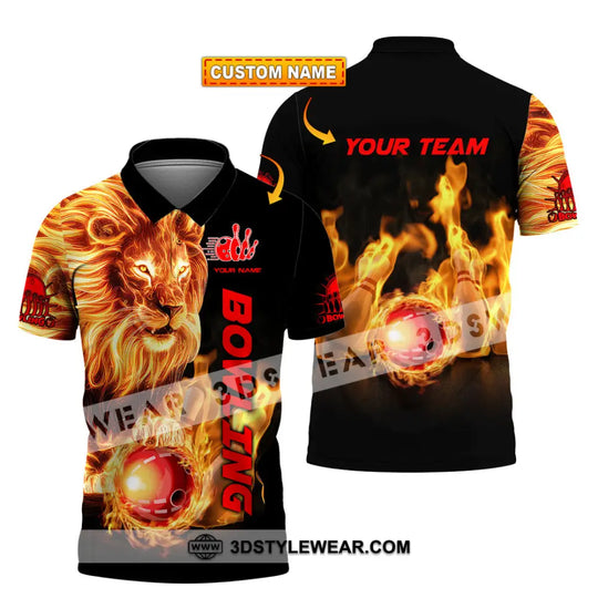 Unisex Shirt - Custom Texts Fire Lion Bowling Sport Shirt style option 1
