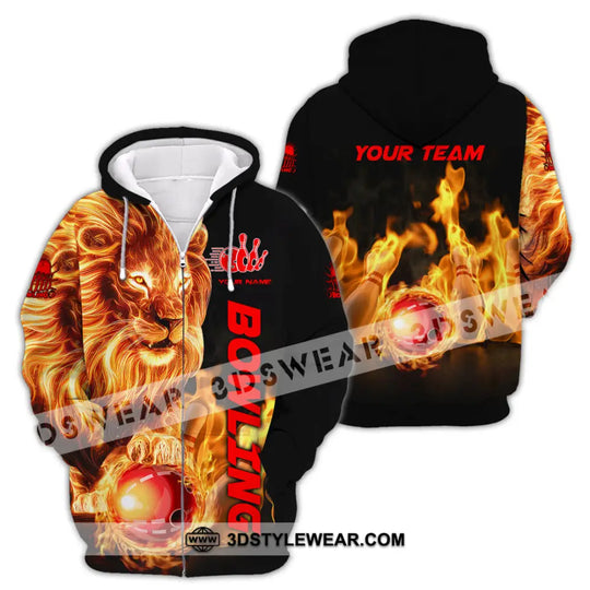 Unisex Shirt - Custom Texts Fire Lion Bowling Sport Shirt style option 2