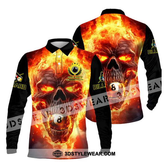 Unisex Shirt - Custom Texts Fire Skull Billiards No8 Sport Shirt style option 3