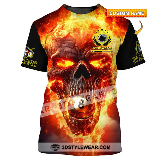 Unisex Shirt - Custom Texts Fire Skull Billiards No8 Sport Shirt style option 1