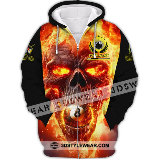 Unisex Shirt - Custom Texts Fire Skull Billiards No8 Sport Shirt style option 2