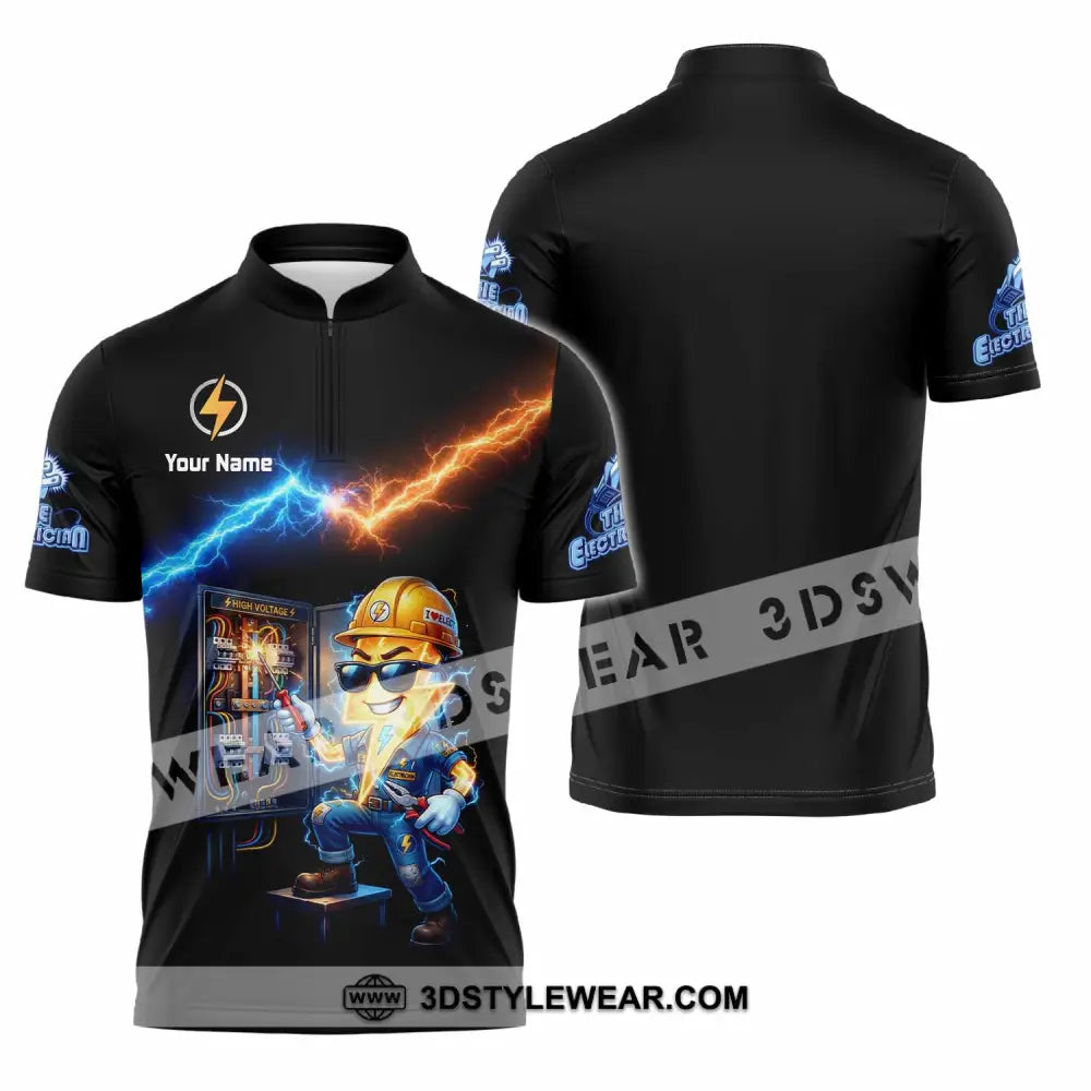 Unisex Shirt - Custom The Electrician Shirt - Zipper Polo Shirt / S - T-shirt
