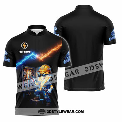 Unisex Shirt - Custom The Electrician Shirt - Zipper Polo Shirt / S - T-shirt