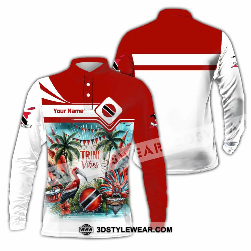 Unisex Shirt - Custom Trini Vibes Shirt - Long Sleeve Polo / S - T-shirt