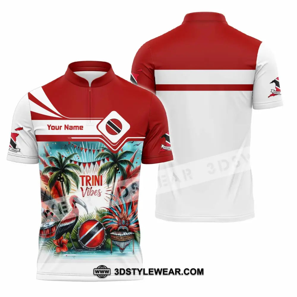Unisex Shirt - Custom Trini Vibes Shirt - Zipper Polo Shirt / S - T-shirt