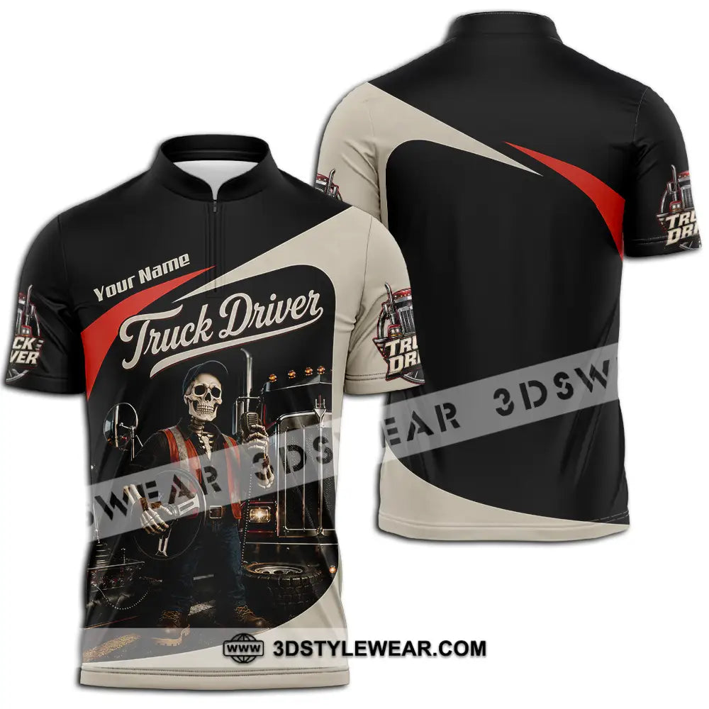 Unisex Shirt - Custom Truck Driver Shirt - Zipper Polo Shirt / S - T-shirt