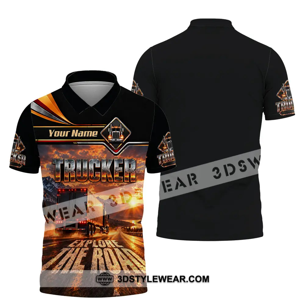 Unisex Shirt - Custom Trucker Explore The Road Shirt - Polo Shirt / S - T-shirt
