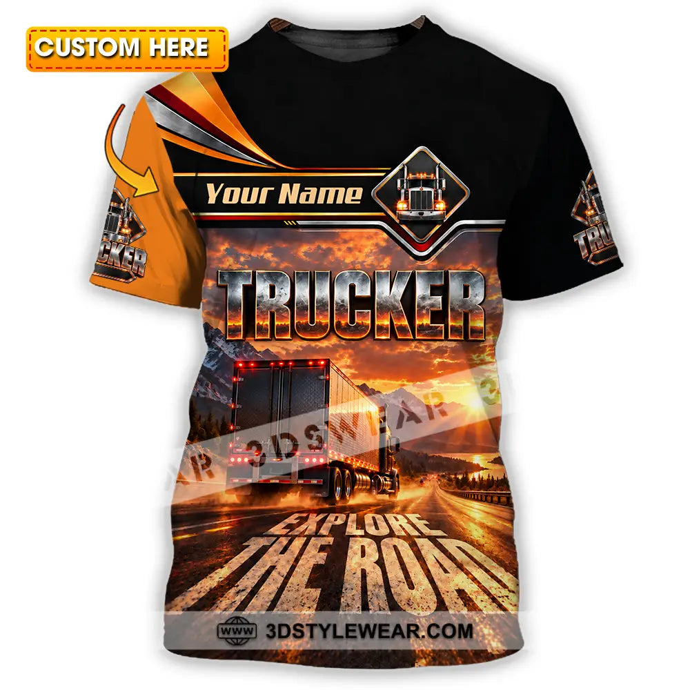 Unisex Shirt - Custom Trucker Explore The Road Shirt - T-shirt