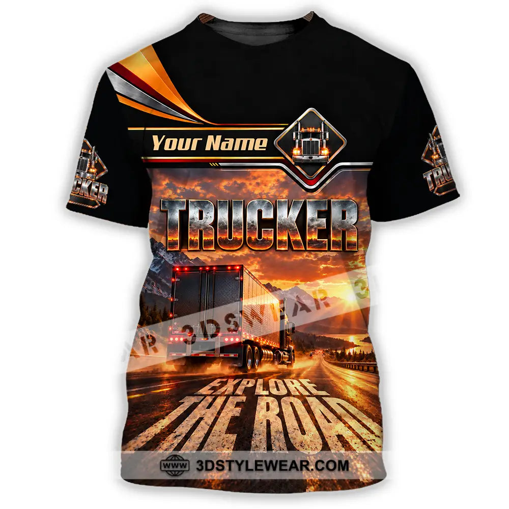 Unisex Shirt - Custom Trucker Explore The Road Shirt - T-Shirt / S - T-shirt