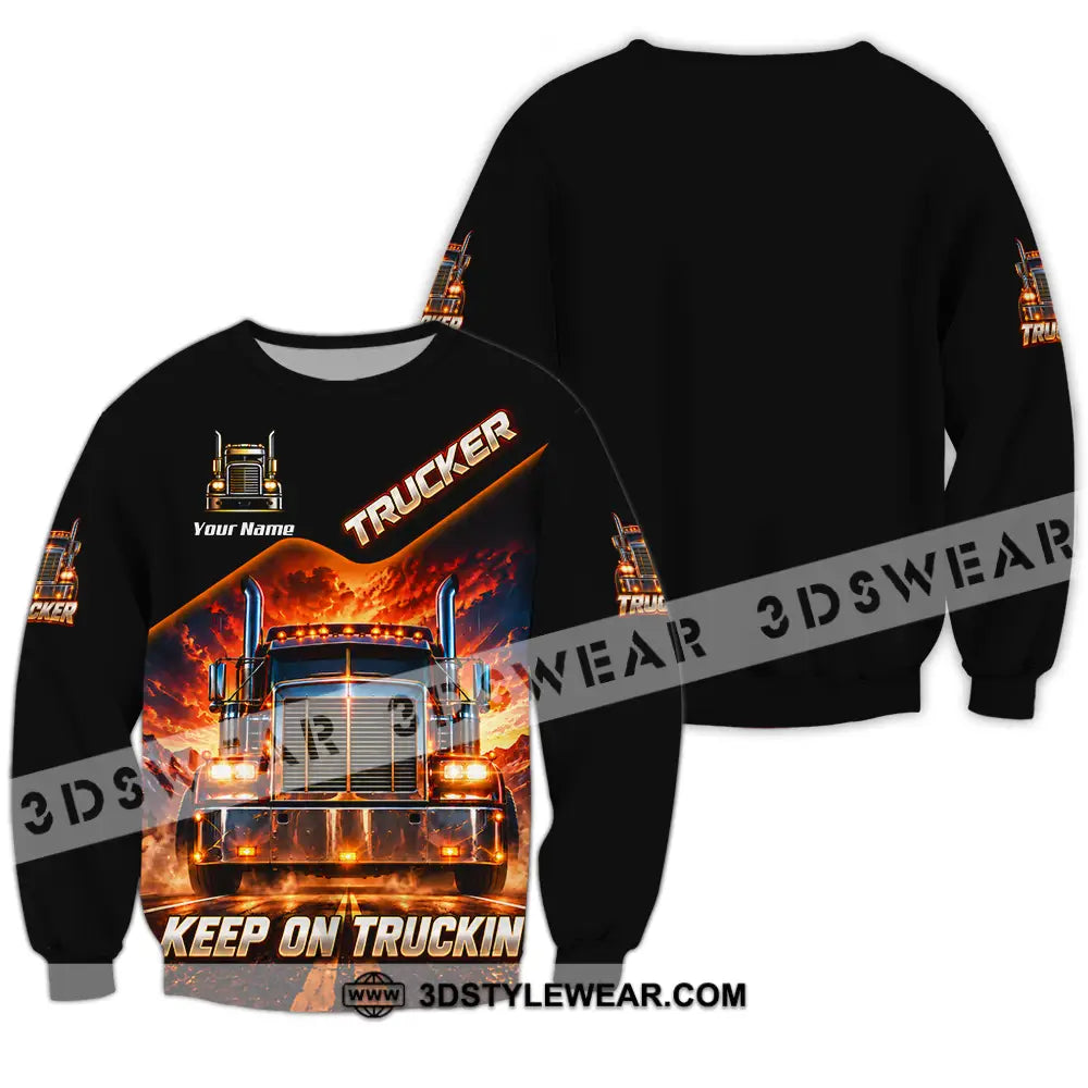 Unisex Shirt - Custom Trucker Keep On Trackin’ Shirt - Long Sleeve / S - T-shirt