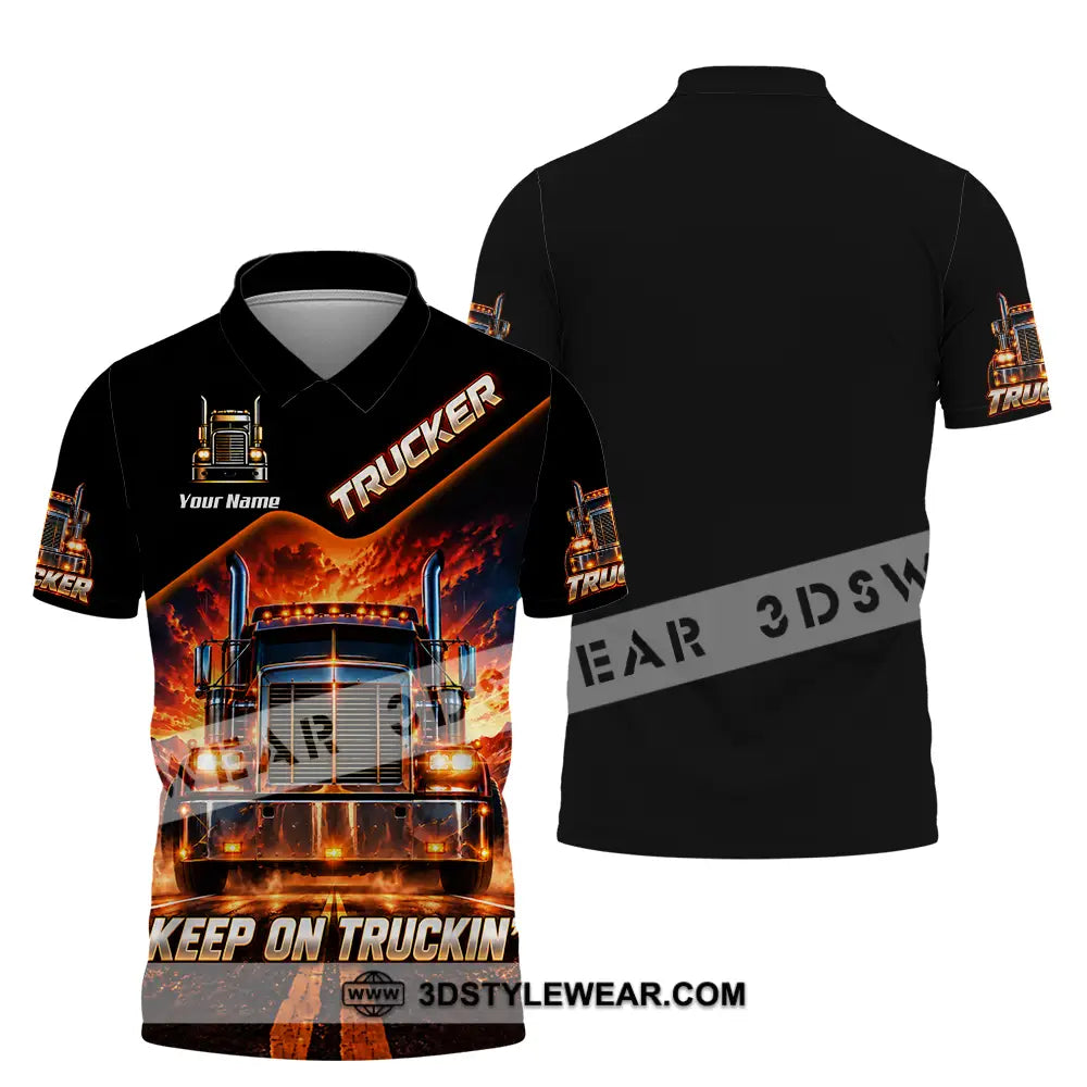 Unisex Shirt - Custom Trucker Keep On Trackin’ Shirt - Polo Shirt / S - T-shirt