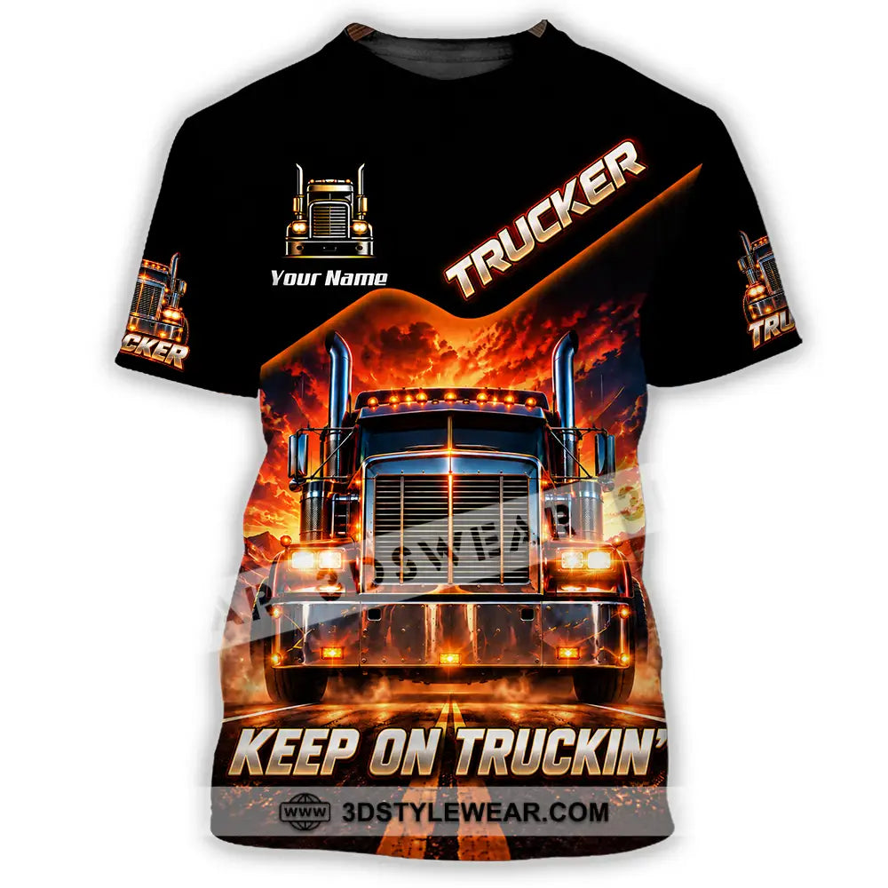 Unisex Shirt - Custom Trucker Keep On Trackin’ Shirt - T-Shirt / S - T-shirt