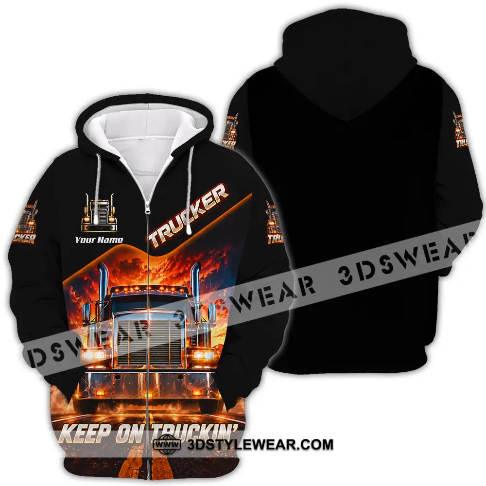 Unisex Shirt - Custom Trucker Keep On Trackin’ Shirt - Zipper Hoodie / S - T-shirt