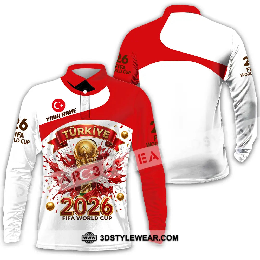 Unisex Shirt - Custom Türkiye World Cup 2026 3D Shirt - Long Sleeve Polo / S - T-shirt