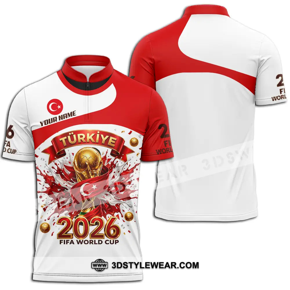 Unisex Shirt - Custom Türkiye World Cup 2026 3D Shirt - Zipper Polo Shirt / S - T-shirt