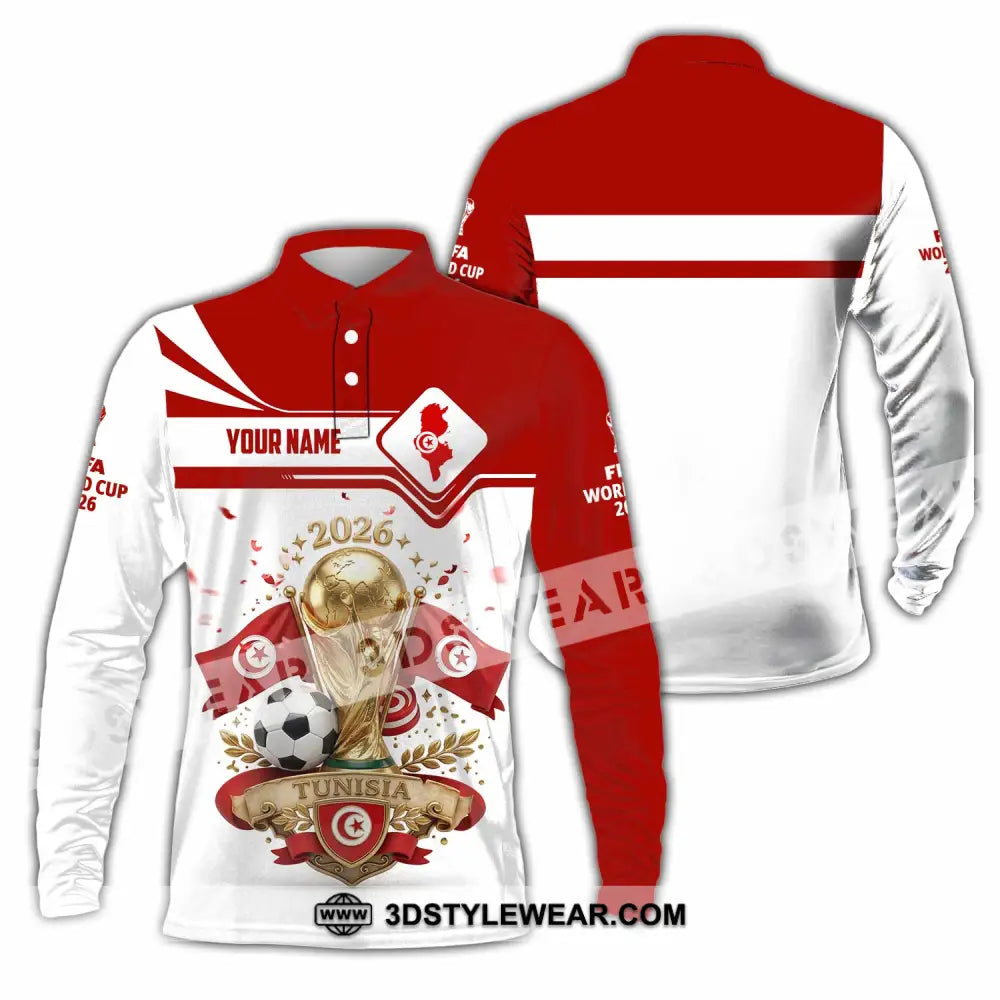 Unisex Shirt - Custom Tunisia World Cup 2026 3D Shirt - Long Sleeve Polo / S - T-shirt