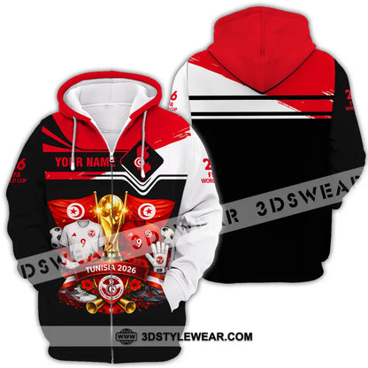 Unisex Shirt - Custom Tunisia World Cup 2026 3D Shirt - Zipper Hoodie / S - T-shirt