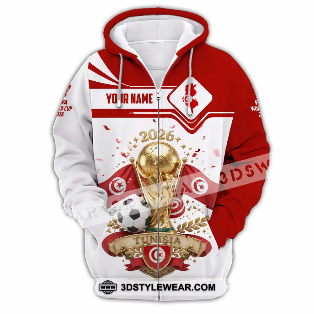 Unisex Shirt - Custom Tunisia World Cup 2026 3D Shirt - Zipper Hoodie / S - T-shirt