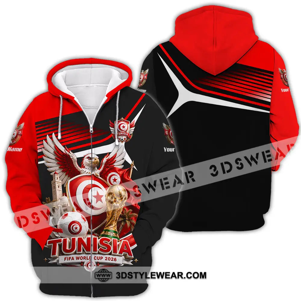 Unisex Shirt - Custom Tunisia World Cup 2026 Shirt - Zipper Hoodie / S - T-shirt