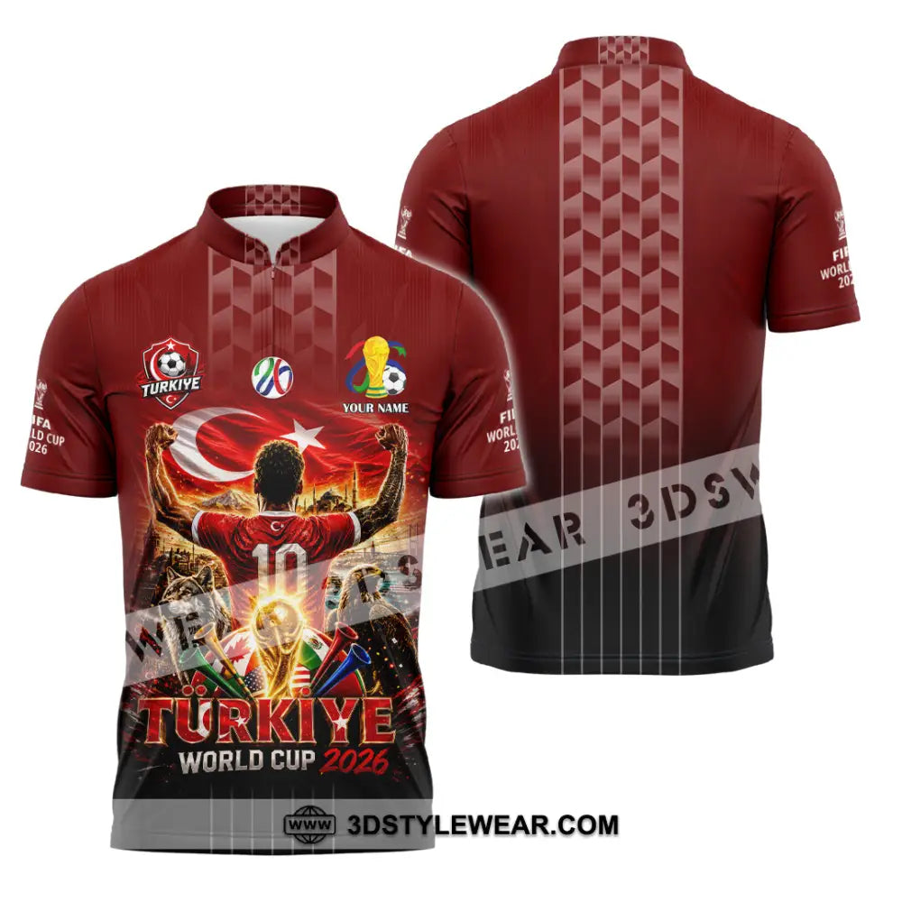 Unisex Shirt - Custom Turkiye World Cup 2026 Shirt - Zipper Polo Shirt / S - T-shirt